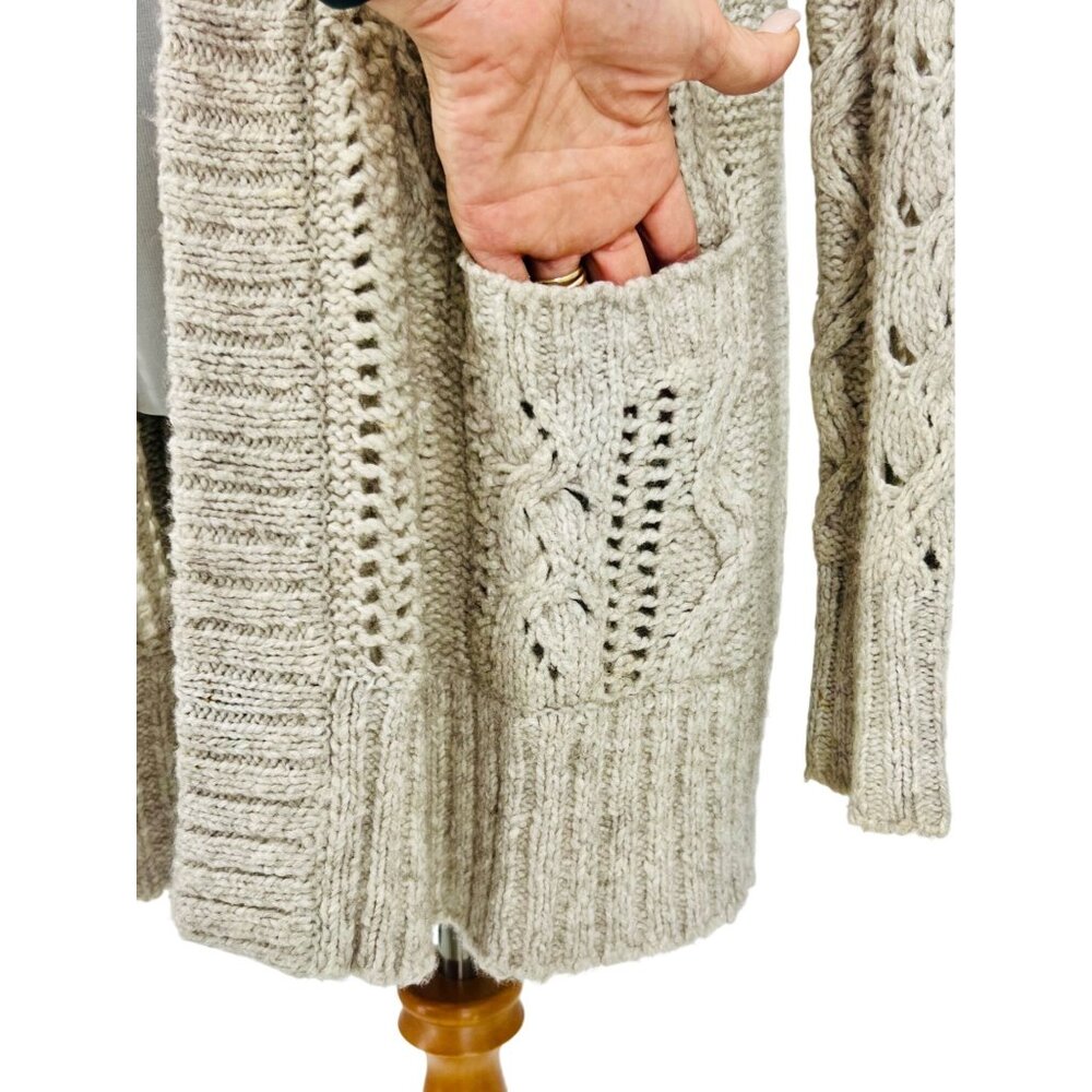 Vintage Aerie x American Eagle Open Front Relaxed Cable Knit Cardigan Sweater - Picture 4 of 12